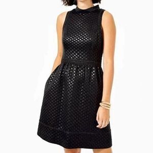 Lilly Pulitzer NWT Zaria $278 Onyx Polka Dot Jacquard Cocktail Shift Dress Sz 4